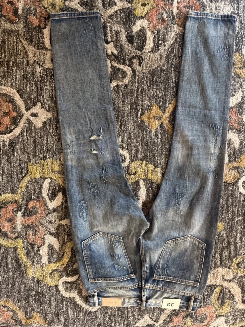 MNML Men's Distressed Blue Slim Jeans